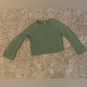 Green Ribbed Knit Sweater